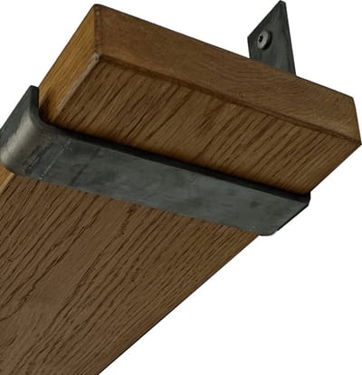 GoudmetHout® Wandplank Industrieel - 180 x 15 cm Muurplank - Donker Eiken Hout - Decoratie Wandrek & Boekenrek - Hangplank Keuken - Wall Shelf + 2 Plankdragers van Ruw Staal