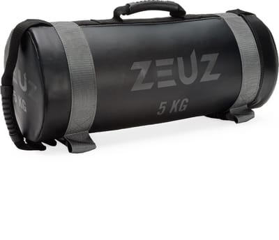 ZEUZ Powerbag 5 KG – Core Power Bag voor Fitness & CrossFit – Sandbag & Gewichtzak - 55 x 22 cm – Zwart & Grijs