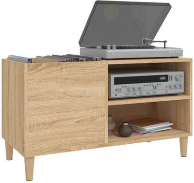 Platenspeler Meubel - LP-kast - Platenspelerkast - Draaitafelstandaard - Platenspelerstandaard - Vintage Displayplank - Sonoma Eiken