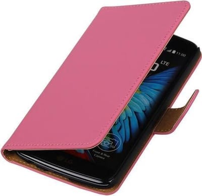 Roze Effen booktype cover hoesje voor LG K10 2016