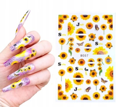 Frezarkowo Serie - Zelfklevende Nagelstickers - Zonnebloemen en Vlinders