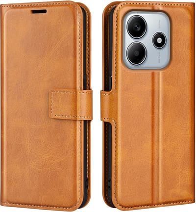 Coverup Hoesje - Geschikt voor Xiaomi Redmi Note 14 5G Hoesje - Coverup Deluxe Book Case - Bruin