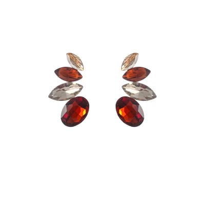 Go Dutch Label Oorknoppen Half Flower Stone Stud Goud Bruin