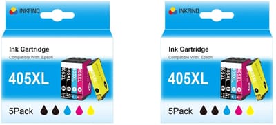 INKFIND 405XL inkt voor Epson405 Epson 405 Espon405XL 405XL multipack Multipack van 10 stuks (2 x 5pack= 4 x Zwart, 2 x Cyaan, 2 x Magenta, 2 x Geel) geschikt voor printers Epson WorkForce Pro WF-3820/3825/4820/4825/4830/7830/7835 DTWF/7840 DTWF