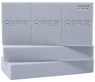 Flowerbox Oasis® SEC Insteekschuim voor bloemstukken met droogbloemen, 23 x 11 x 3,6 cm, steekmassa bloemen, droogsteekschuim, voor bruiloft, verjaardag, kerk, baksteenvorm, 3 stuks