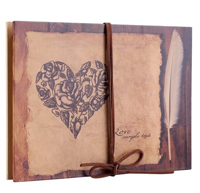 Dailygoods- Fotoalbum DIY Vintage - Accordeon Plakalbum - 34 Pagina's - Creatief Dagboek - Knutselcadeau - Liefdespatroon - Scrapbook
