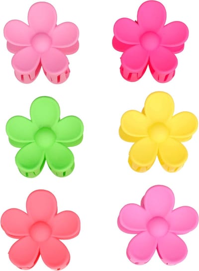 Haarsoires Haarspeld Haarklemmen 4cm – Bloemvorm – Roze Geel Groen – Set van 6 - Haarclip Klem - Hair Claw - voor Opsteken Haar - Hair Clip - Decoratieve Haaraccessoire
