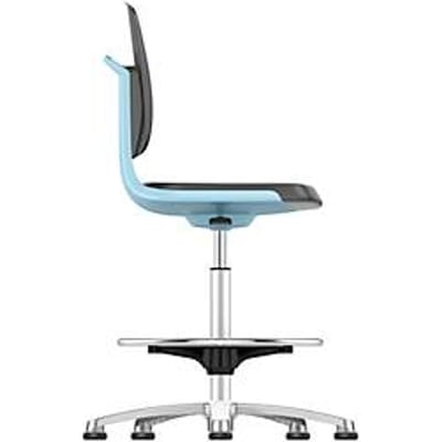 Labsit hoge bureaustoel, SKINTEC bekleding, glijders, B 450 x D 420 x H 520 - 770 mm, blauw