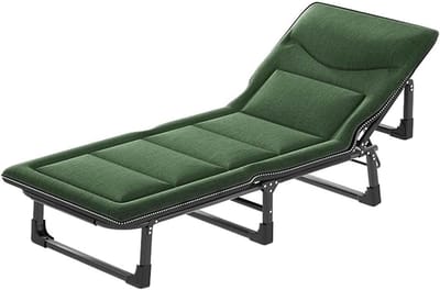 Opvouwbaar kampeerbed - Logeerbed met matras - Ontspannen buiten - 4 standen verstelbaar - 190x68cm - Donkergroen