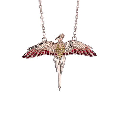 The Carat Shop - Harry Potter - Sterling Zilver Fawkes Feniks Hals Ketting met Kristal - Verguld