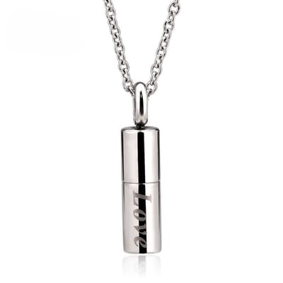 Quiges - RVS Ashanger - Urn - Liefde - staaf - Met - Verstelbare - Ketting - 46 - 52cm - Asketting - As sieraad - SLSA033