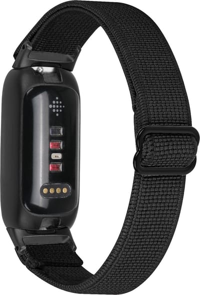 YONO Nylon Stretch Bandje geschikt voor Fitbit Inspire 3 - Zwart