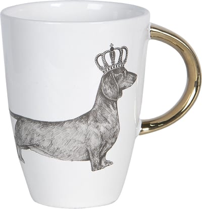 Clayre & Eef Mok 200 ml Wit Keramiek Rond Hond Theemok