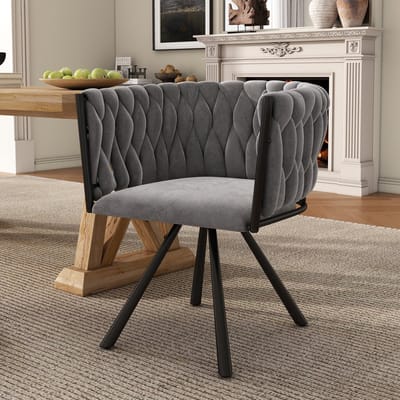 MODFU - Eetkamerstoelen Set Van 2 - Draaibaar - Ergonomisch - Modern - Fluweel - Grijs