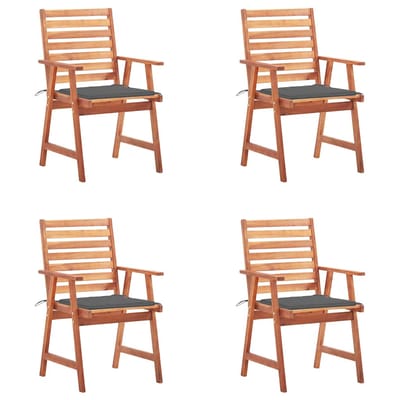 vidaXL - Tuinstoelen - 4 - st - met - kussens - massief - acaciahout