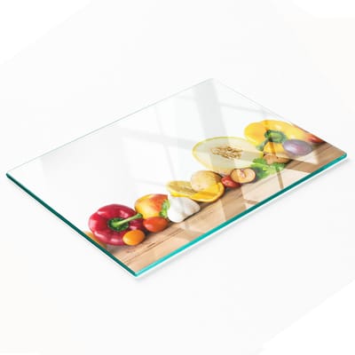 Decoratieve glazen snij- en serveerplank voor fruit en groenten 80x52 cm