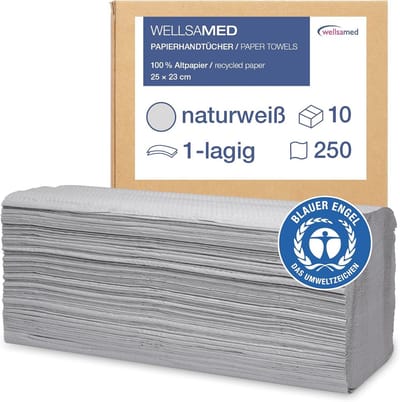 Papieren handdoeken - 2500 stuks - Natuurwit - 25 x 23 cm - 1-laags - Milieuvriendelijke ZZ-vouwbare vouwhanddoeken