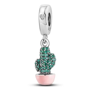 Cactus Bedel van 925 Sterling Zilver met Groene Zirkonia - RomyStones