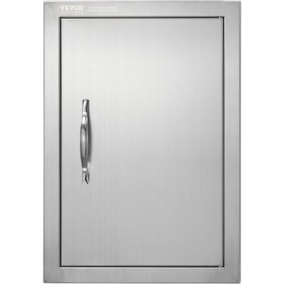VEVOR Grilltoegangsdeur, 355 x 508 mm, enkele buitenkeukendeur, vlak gemonteerde roestvrijstalen deur, verticale wanddeur met handgreep, voor grill-eiland, grillstation, buitenkast