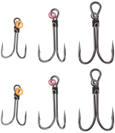 Dailygoods- Vishaken Dubbele Haak - 6 Stuks - Aas Houder - Corrosiebestendig - Geschikt voor Zeewater/Zetwater - Diverse Maten 9,3/12,1/13,6 mm - Visaccessoires
