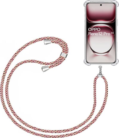 Telefoonkoord + Hoesje Geschikt voor OPPO Reno 12 - Lengte Verstelbaar - Telefoonketting - Shock Proof Case - Meerkleurig