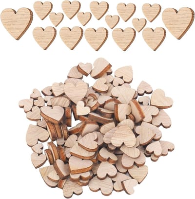 Houten Hartjes voor Creatieve Projecten - 100 Stuks Onbewerkt, Diverse Maten voor DIY Decoraties, Verjaardagen en Bruiloften
