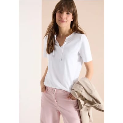 Shirt met korte mouwen en gespleten hals