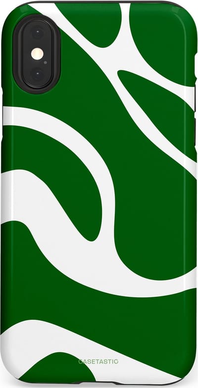 Casetastic Hoesje Geschikt voor Apple iPhone X/Xs - Stijlvolle Beschermende Duo-layer Case - Groene Golven