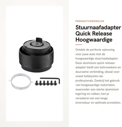 Dailygoods - Stuurnaafadapter - Quick Release - Hoogwaardige kwaliteit - Zwart - Aluminium - Professionele installatie aanbevolen - Geschikt voor auto