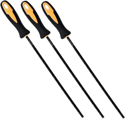 Kettingzaagvijlen - Slijpvijlen Set - Ketting Scherp Maken - Ergonomisch Handvat - 3 Stuks 3.2 mm - Zwart Geel
