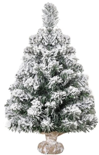 Mini-Kunstkerstboom 32×32×60cm, kerstdecoratie - Met sneeuw bedekte buitenkant, 67 takken en een betonnen voetstuk - geschikt voor binnengebruik