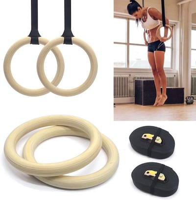 Verstelbare Houten Gymnastiekringen voor Crossfit en Krachttraining - Perfect voor Thuisgebruik en Sporters