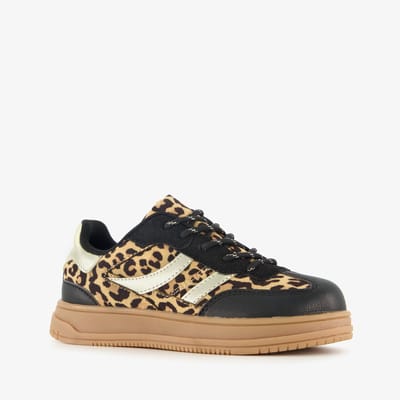 Blue Box meisjes sneakers met panterprint bruin zwart - Maat 31 - Uitneembare zool