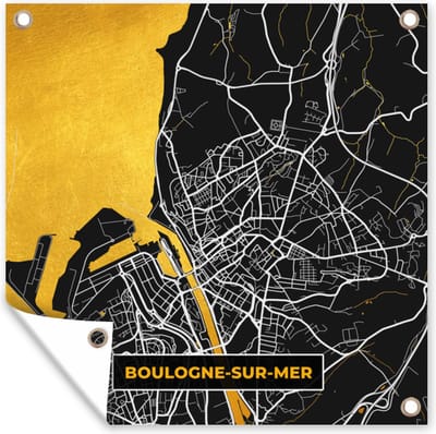 Tuin poster Frankrijk - Stadskaart - Boulogne-sur-Mer - Plattegrond - Kaart - 200x200 cm - Tuindoek