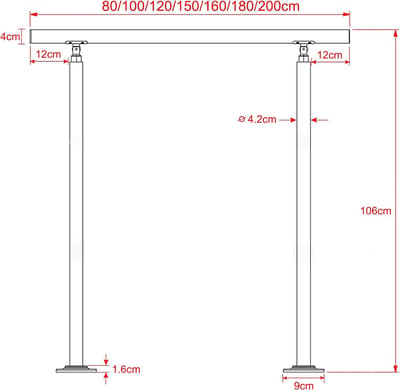 Roestvrijstalen Leuning - Balkon Reling - Trap Beveiliging - Binnen en Buiten - 200 cm Lengte - Zonder Dwarsbalken