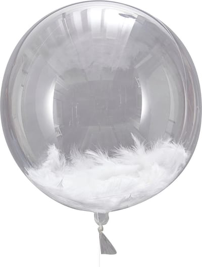 Ginger Ray Beautiful Botanics - Ballon gevuld met witte veren Ø 40 cm - Set-3
