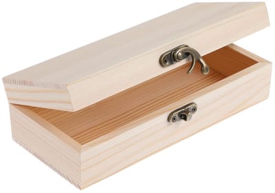 Dailygoods- Juwelendoos Ongelakt Hout - Houten Kist - Scharnierend Deksel - Knutselproject - Opslag voor Sieraden - Afmetingen 18x7,8x4,9cm - Opslagdoos
