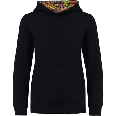 Kariban Unisex kindersweater met contrasterende capuchon met motief K4014 - Black / Skate Graffiti - 10/12 Y (10/12 ans)