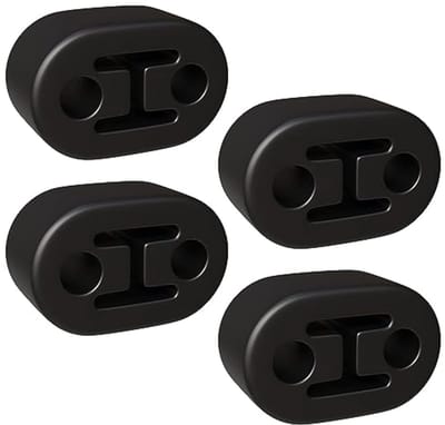 SnelShoppen - Pack van 4 Rubber Uitlaat Hangers, Universele Auto Uitlaat Steun, Geschikt voor Alle Voertuigen, 2 Gaten 12 mm, Zwart - Geluidsreductie