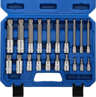 Spline Bit Socket Set 20 Delen XZN Dopsleutel Set Standaard en Extra Lang