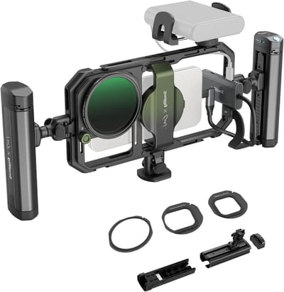 All-in-one Mobiele Video Kit voor Smartphone met Universele Snelle Bevestiging, 67mm VND Filter en Draadloze Swivel Handvatten voor Videoproductie