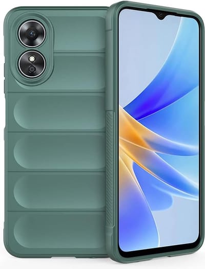 Geschikt voor Oppo A58 4G - Schokbestendig - Siliconen - Back cover hoesje airbagontwerp - Groen