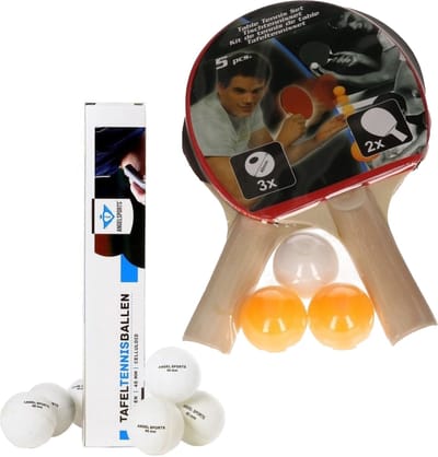 Tafeltennis of ping pong setje - van 2 batjes - en 9x tafeltennis balletjes