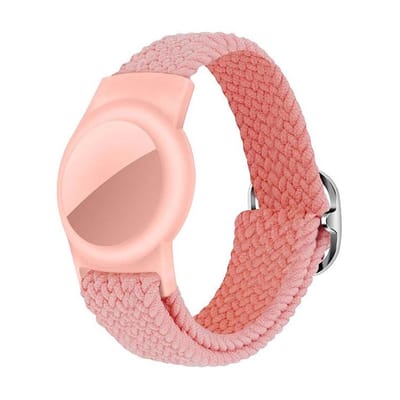 Consumerce® Nylon Loop Armband Geschikt voor AirTag met Klittenband Sluiting – Roze - Kind Polsband – Kids GPS Horloge – Peuter – Tracker – Ouderen – Kinderhorloge – Kinderen – Volgsysteem – Trackers Armbanden