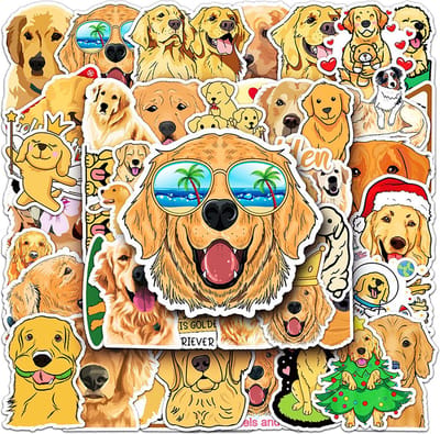 Golden Retriever Stickers - Set 50 Stickers - 5x6CM - Laptopstickers met Honden/Dieren