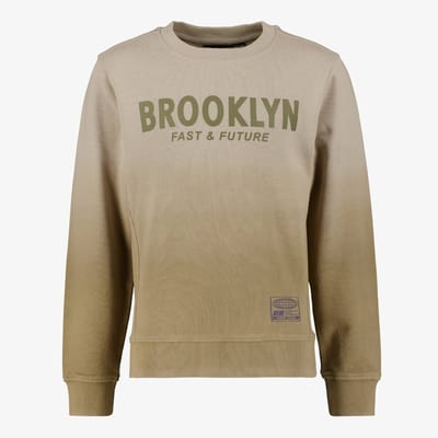 Unsigned jongens sweater met opdruk beige - Maat 134/140