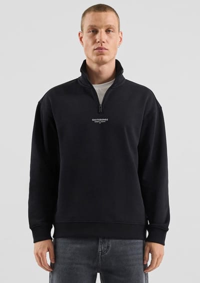 Hoge kraag zip sweatshirt met voorbedrukking QS