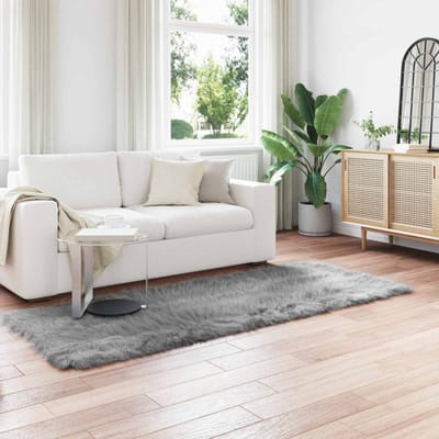 vidaXL - Tapijt - van - imitatie - schapenvacht - TAFALLA - Grijs - 80 - x - 250 - cm