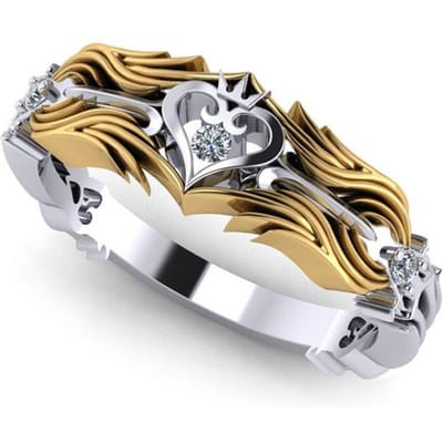 Koning Hart Ring Kroon Tweekleurige Ring Ring No. 10 beige