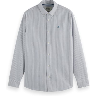 Scotch & Soda Striped Regular-fit Oxford Shirt Insignia Blue Stripe Size: M | Casual Shirts Outlet | Heren | Blauw